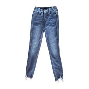 Flying Monkey High Rise Ankle Skinny Jeans Distressed Step Hem (28" Inseam) #54